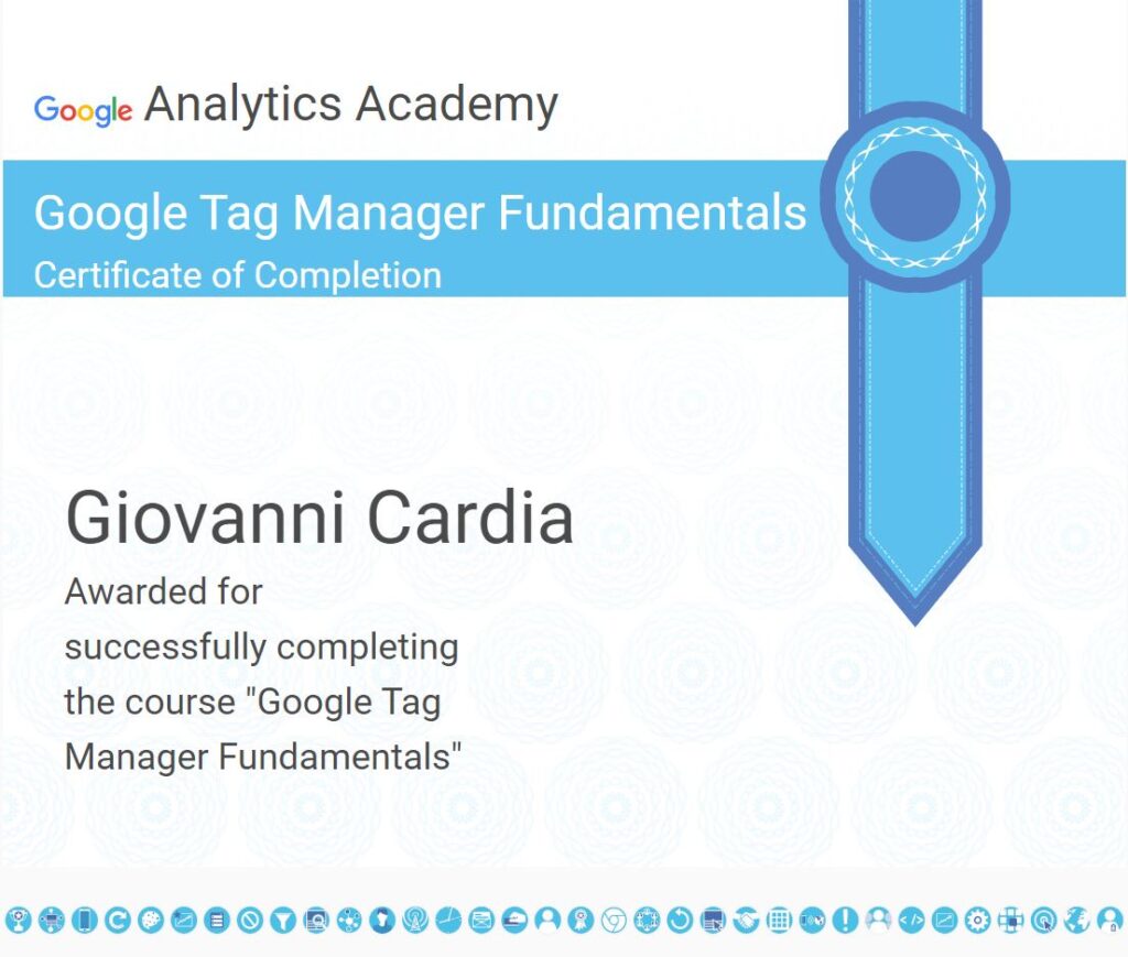 Certificato Tag Manager Consulenza Giovanni Cardia