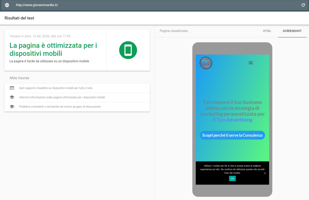 Google test mobile friendly basi della seo